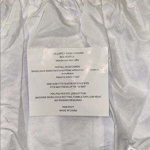 Queen/King White Scalloped Dust Ruffle, 13” drop